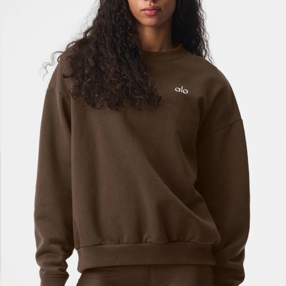 NWOT Alo Accolade Crew Neck Pullover in Espresso 🤎🤎🤎
